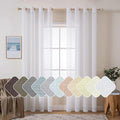 MIULEE Linen Sheer Curtains 108 Inch Long Elegant Solid Natural White Drapes Grommet Top Window Voile Panels Linen Textured Panels for Bedroom Living Room (52X108 Inch)
