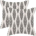 Boho Pillow Covers 16 x 16 Inch Pack of 2, Black and White Bohemian Ethnic Herringbone Pattern Decorative Throw Pillow Covers Vintage Linen Farmhouse Outdoor Pillowcase for Bedroom Home Sofa Decor