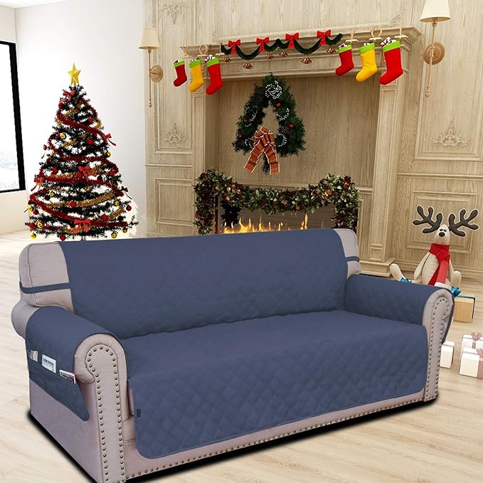 Easy-Going Sofa Slipcover Oversized Sofa Cover Waterproof Couch Cover Furniture Protector Cover Pets Covers Washable Non-Slip Fabric Pets Kids Children Dog Cat (Oversized Sofa, Navy)