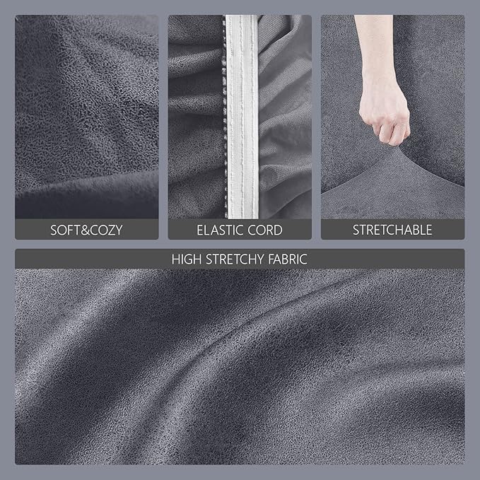 molasofa Leather Like Stretch Futon Slipcover Armless Futon Bed Sofa Cover Furniture Protector with Elastic Bottom, Soft and Washable Futon Cover for Sofa Bed Stay in Place（Larger，Light Grey）