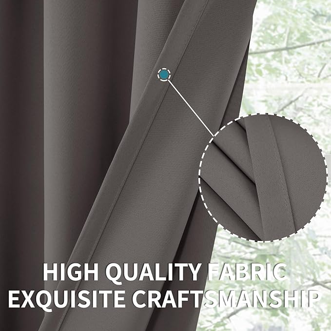 BGment Grey Blackout Curtains for Kitchen Cafe Window 34 x 36 Inch - Short Length Thermal Insulated Drapes Half Window Darkening Blinds for Bathroom Basement RV Privacy, 2 Panels