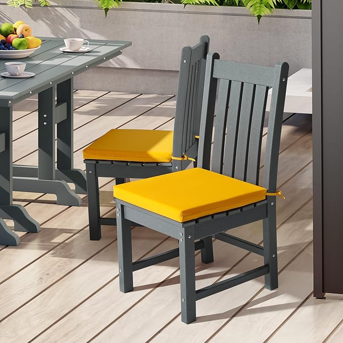 WestinTrends Solace Outdoor Patio Kitchen Dining Chair Square Seat Cushions Set of 4, 20 x 20, Yellow