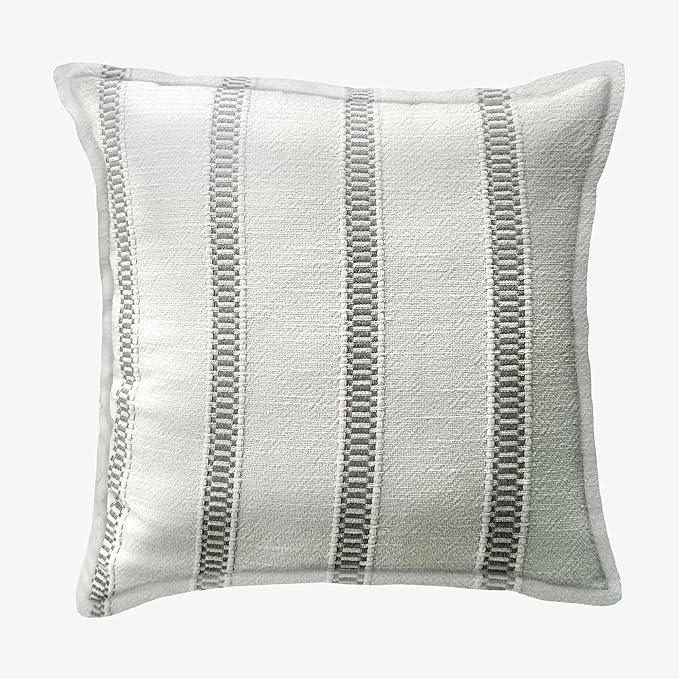 SanVia Grey Hearth Premium Cotton Throw Pillow Covers, 20 x 20 Inches, Luxurious Handwoven Couch Pillow Covers with Hidden Zipper, Elegant Home Décor, Insert Not Included