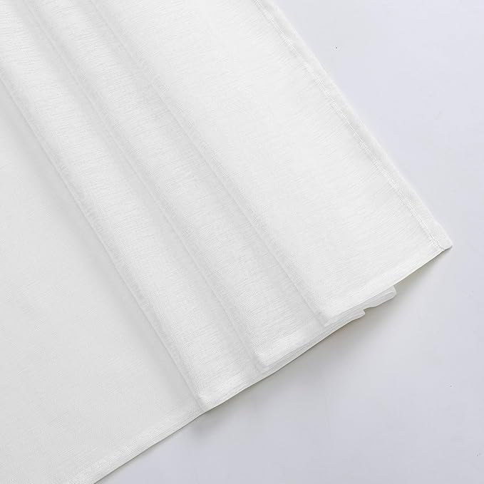 DONREN White Sheer Window Valance - Luxury Soft Semi-Sheer Scarf for Window Wedding Arch Curtains (1 Panel, 52 x 216 Inch Length)