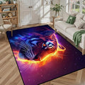 5' X 7' Galaxy Tiger Rug 3D Fierce Tigers Area Rugs for Bedroom Living Room Playroom Gameroom Boys Kids Fire Glitter Carpet Throw Rugs Floor Mat