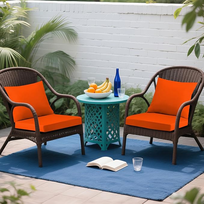Outdoor Seat Cushion Set 22 x 22 In, Water-Resistant & Fade-Resistan, Patio Furniture Cushions with Removable Cover Deep Seat & Back Cushion with Handle and Adjustable Straps for Chair Sofa,1PC