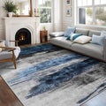 Ciicool Modern Abstract Deep Blue Gray Rug for Living Room, 9'x12' Machine Washable Area Rug Non-Slip Rug, Low-Pile Contemporary Indoor Dining Floor Carpet for Bedroom Office Under Table Home Decor