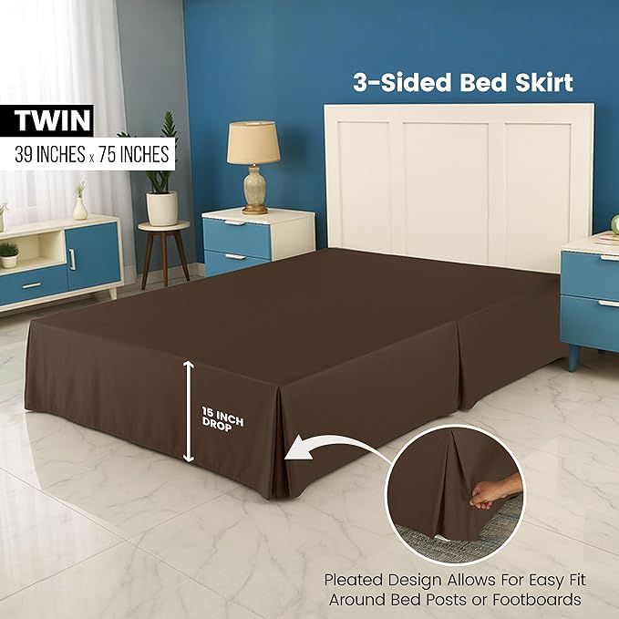Utopia Bedding Full Bed Skirt - Soft Quadruple Pleated Ruffle - Easy Fit with 16 Inch Tailored Drop - Hotel Quality, Shrinkage and Fade Resistant (Full, Brown)