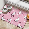 Halloween Dog Food Mats for Floors Pink, Absorbent Dog Bowl Mat for Food and Water, Quick Dry Pet Cat Food Mat Non-Slip Pet Supplies