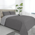 Easy-Going Full/Queen Size Reversible Quilt Set with 1 Quilt and 2 Pillow Shams, Soft Bed Quilt Cover, Water Resistant Lightweight Microfiber Bedspread, Stain Resistant, Olive Leaf-Gray/Light Gray
