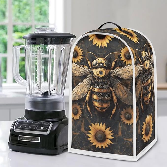 Talayituse Bee Sunflower Print Blender Dust Cover, Fingerprint Protection Cover for Stand Mixer or Coffee Machine, Home Kitchen Appliance Covers for Stain Dust Resistant Supplies