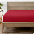 Bare Home Fitted Bottom Sheet King Size - Premium 1800 Microfiber - Ultra-Soft Hotel Luxury - Deep Pocket - Durable and Long Lasting (King, Red)