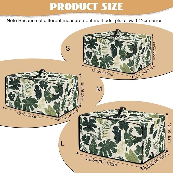 Monstera Palm Leaf Print Microwave Oven Dust Cover Foldable Microwave Toaster Oven Cover Easy to Clean Dust-Proof Kitchen Machine Covers Case Protections Protector, M