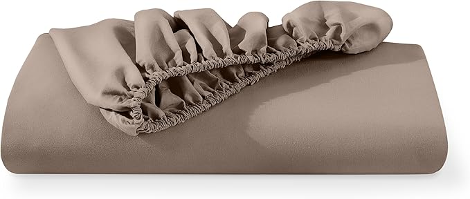 Bare Home Fitted Bottom Sheet California King Size - Premium 1800 Microfiber - Ultra-Soft Hotel Luxury - Deep Pocket - Durable and Long Lasting (California King, Taupe)