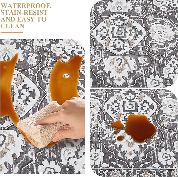 Ileading Anti Fatigue Kitchen Rugs Sets of 2 Cushioned Kitchen Mats for Floor Waterproof Kitchen Mat Set Non Slip Comfort Standing Mat for Kitchen, Office, Sink, Laundry