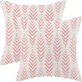 BETGINY Boho Pillow Covers 20 x 20 Inch Pack of 2, Pink Bohemian Ethnic Herringbone Pattern Decorative Throw Pillow Covers Vintage Linen Farmhouse Outdoor Pillowcase for Bedroom Home Sofa Decor