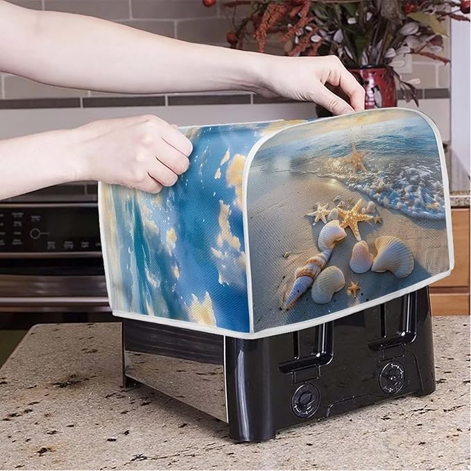 Starfish Printed Oven Toaster Cover for Home, Dustproof with Fingerprint Protection, 2-Slice