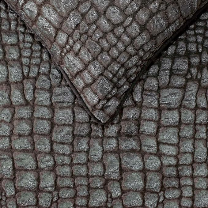 The HomeCentric King/Queen/Twin Blue & Grey Designer CA King 86"x18" Bed Runner with 2 Pillow Cover, Animal Mystery Bed Scarf on Silk Fabric - Animal Mystery