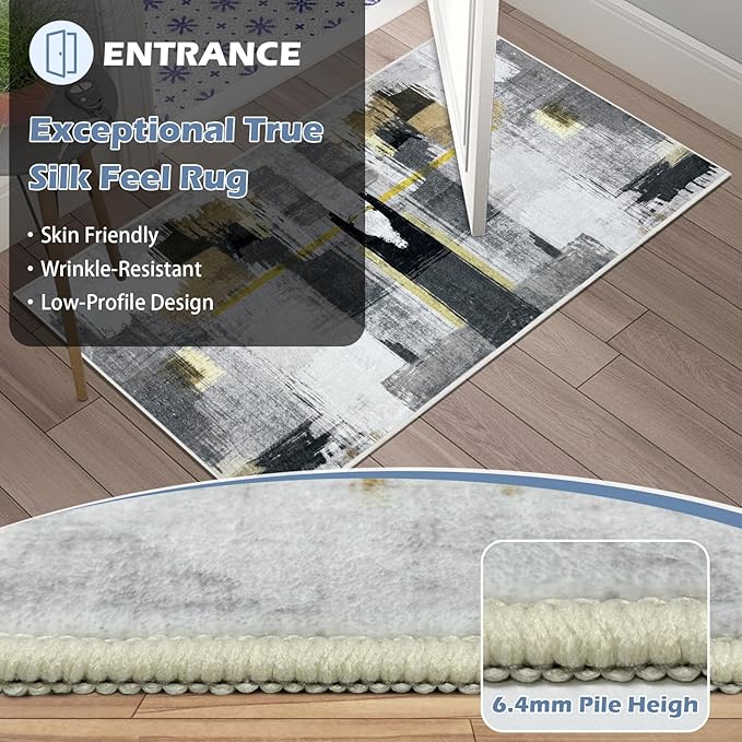Runner Rug Washable 3x63 FT, Non Slip Rubber Backing Abstract Carpet, Soft Area Rugs for Bedroom Kitchen Hallway Entryway Bathroom, Customized