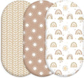 Baby Bassinet Sheets Girl Unisex - 3 Pack Safe Cradle Sheets Universal for Hourglass, Oval Rectangle Bassinet Mattresses (32" x 16") Cloud Rainbow