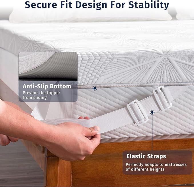 Ballad 3 Inch Gel Memory Foam Mattress Topper Queen Size, High Density Cooling Pad with Premium Removable Cover, Pressure Relief Bed Topper, (CertiPUR-US & Oeko-Tex Certified)