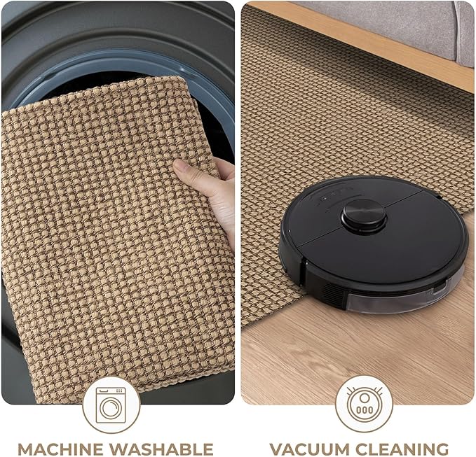 KOZYFLY Extra Long Runners for Hallways 3x20 ft Washable Kitchen Runner Non Slip Rubber Backed Hallway Rug Cotton Entryway Runner Rug Floor Carpet for Indoor Hall, Kitchen, Stair, Tan/Orange/Brown