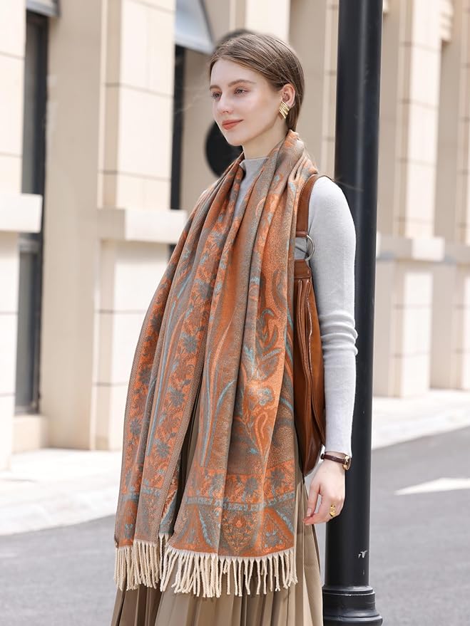Wander Agio Warm Fashion Scarf Long Shawl Large Blanket Winter Wraps Scarves for Women Cashmere Jacquard Vintage Paisley