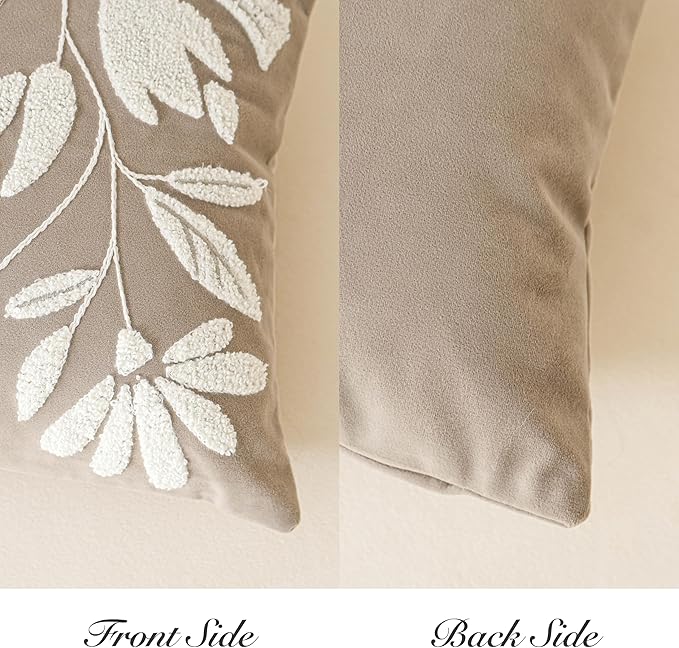 BlissBlush Taupe Velvet Decorative Lumbar Pillow Cover 14x36, Neutral Brown Soft Long Body Pillow for Bed, Accent Lumbar Throw Pillow for Bedroom, Modern Farmhouse Textured Pillowcase