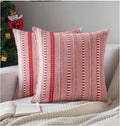 Christmas Pillow Covers 18x18 Inch Set of 2, Farmhouse Boho Christmas Decorative Couch Pillow Cases, Red Accent Pillows of Bed, Sofa Bedroom Living Room Home Decor Cushion Cover