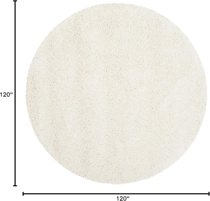 SAFAVIEH Milan Shag Collection Area Rug - 10' Round, Ivory, Solid Design, Non-Shedding & Easy Care, 2-inch Thick Ideal for High Traffic Areas in Living Room, Bedroom (SG180-1212)