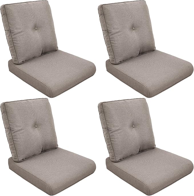 Patio Cushions for Outdoor Furniture - 22" x 25" x 4" UV Resistant Thick Foam Cushions Water Resistant Replacement Cushion for Outdoor Patio Furniture Chair/Sofa/Couch | Grey | 4-Pack |