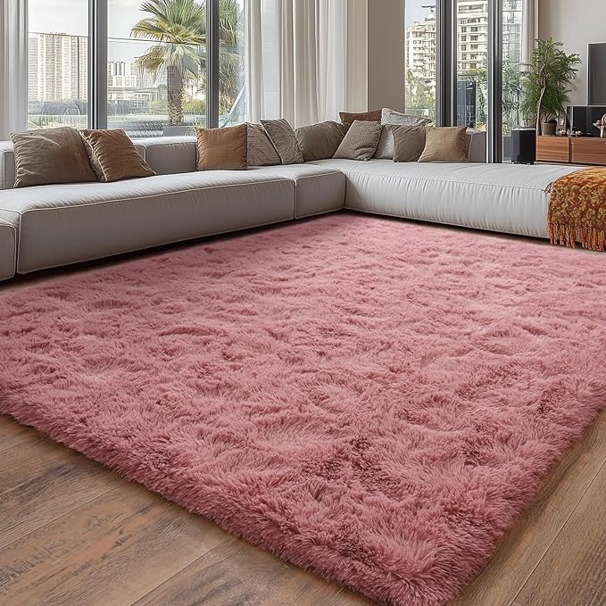 Fluffy Rugs for Living Room, Soft Shaggy for Bedrooms, Blush Area Rug for Bedroom, Cozy Fuzzy Carpet for Kids, Perfect Indoor Decor for Boys and Girls 6x9 Feet