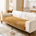 Faux Fur Couch Cover Fuzzy Soft Plush Thick Bubble Sofa Cover Luxury Sectional Couch Covers Luxury Anti-Slip Sofa Slipcover Washable Furniture Protector (Brown Yellow,28"x82")