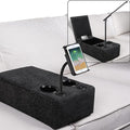 Removable Sofa Armrest with Cup Holder, PU Leather Multifunctional Couch Caddy Storage Arm Rest with Power Wireless Charging Stand & LED Reading Light for Sofa Middle Seat Adjustable