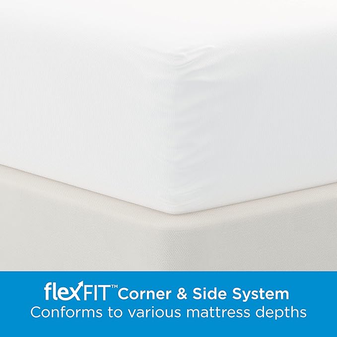 AllerEase Waterproof Mattress Protector Stain Protection Queen Size Allergen Barrier Hot Water Washable Machine Washable Durable Zippered Knit Mattress Cover Stretch Corners (White)