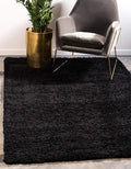 Unique Loom Solid Shag Collection Area Rug (10' x 13' 1" Rectangle, Jet Black)
