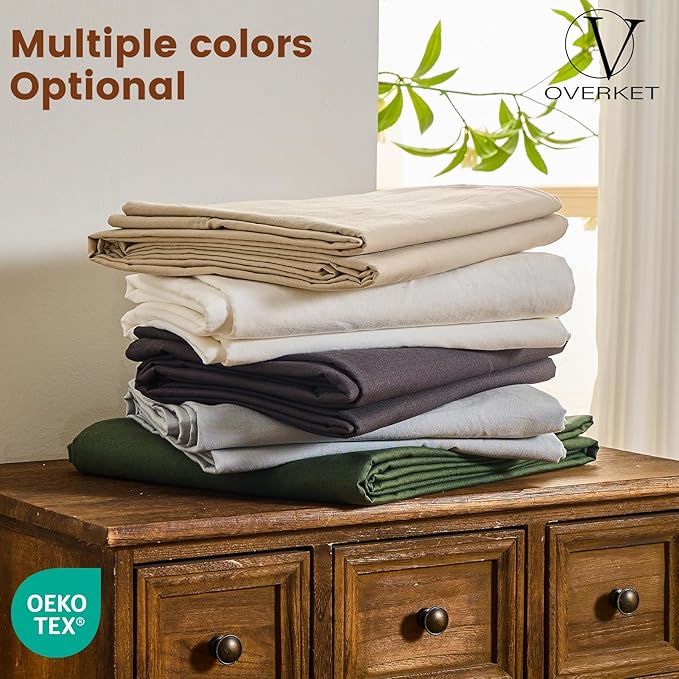 100% Linen Sheet Set King Size Extra Deep Pocket Fits 18-24 Inch Mattress, Breathable & Soft, Smooth 6-Piece Set for Thick Mattresses Hotel Luxury Bedding（King, Grey）
