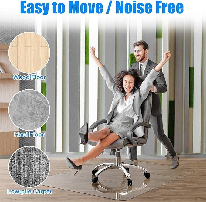 Heavy Duty Crystal Clear Office Chair Mat for Hardwood & Carpet Floors,48'' x 36'' - Upgraded Tri-Fold Transparent Desk Chair Mat for Office Home