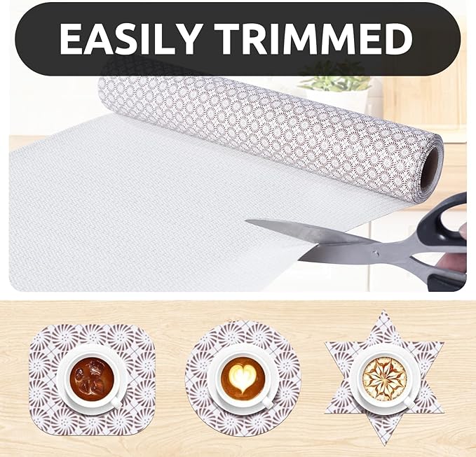 RAY STAR 18X96 Inch Shelf Liner for Kitchen Cabinets, Non-Adhesive Cabinet Liner Washable, PVC Drawer Liner for Dresser Non-Slip Bathroom (Circle)(3 Roll)