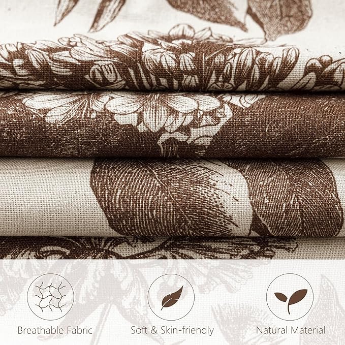 Foindtower Set of 2 Linen Floral Throw Pillow Covers Vintage Accent Print Decorative Cushion Covers Farmhouse Boho Home Decor for Sofa Chair Couch Bedroom Living Room,22×22 Inch,Dark Brown