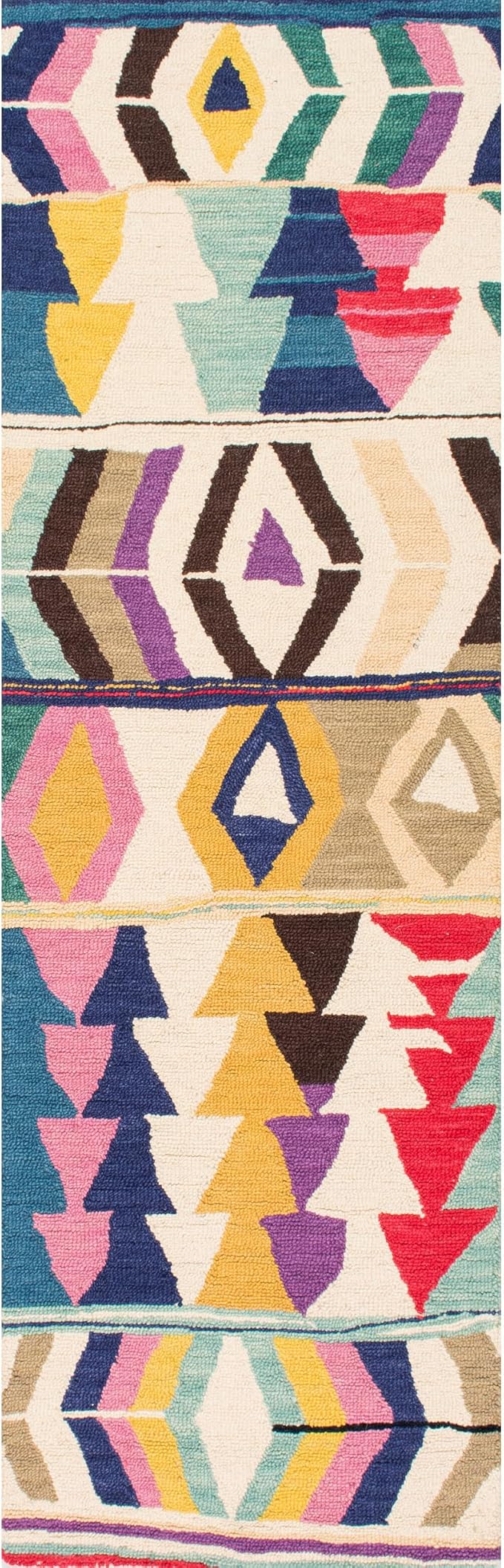 Nuloom Ofelia Handmade, Multicolor/Black, 2'6" x 8', Geometric, Wool, Soft and Cozy, High Traffic, Stain Resistant, Easy Clean, Durable Runner for Bedroom, Living Room, Dining, Den, Foyer