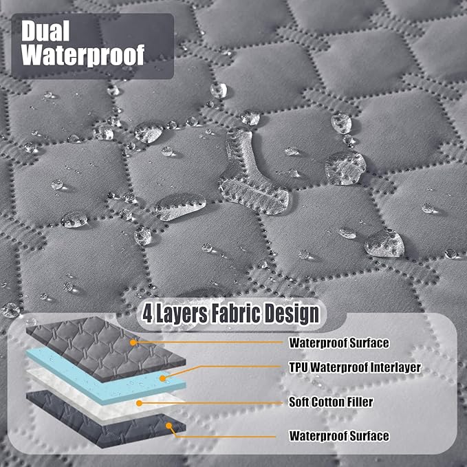 Smiry Waterproof Dog Bed Cover Blanket, Soft Reversible Pet Blanket, Washable Leakproof Cats Dogs Couch Cover for Sofa, Couch, Furniture, Plaid (82x120 Inch, Grey/Dark Grey)