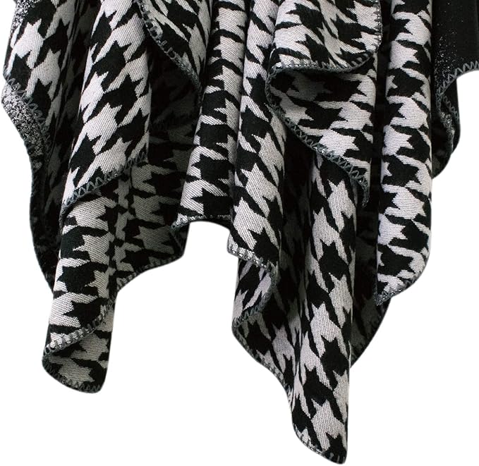 Women's Vintage Pattern Open Front Poncho Cape Shawl Winter Shawl Wraps