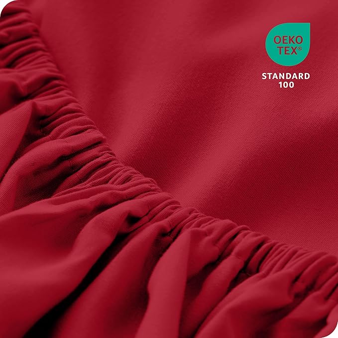 Bare Home 2-Pack Fitted Bottom Sheets Twin XL - Premium 1800 Ultra-Soft Wrinkle Resistant Microfiber - Deep Pocket (Twin XL, Red)