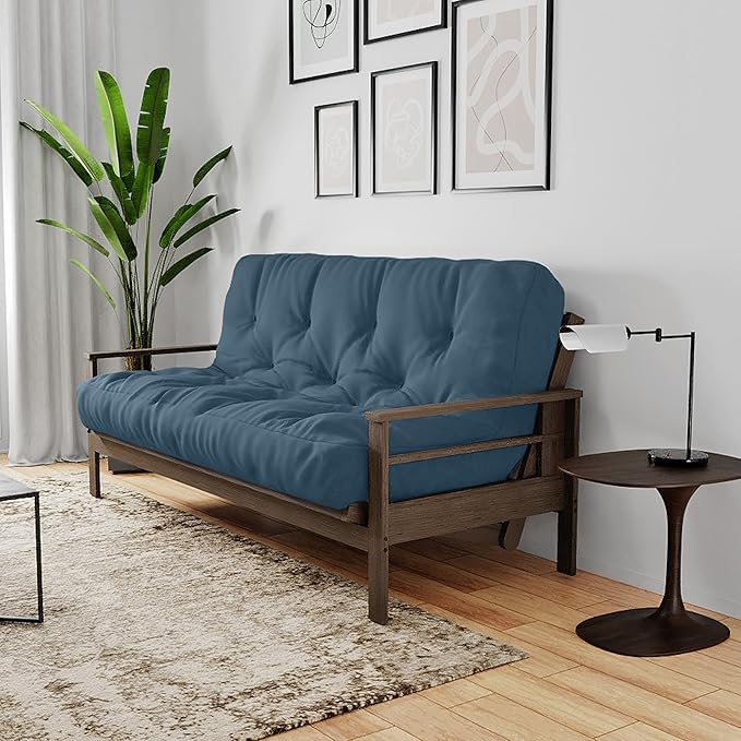 Royal Sleep Products by The Futon Factory 6 inch Foam Futon Mattress - Solid Denim Blue Cover - Twin Size - CertiPUR Certified Foams - Made in USA - Replacement Mattress - (Frame not Included)