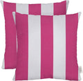 RSH DECOR: Square Throw Pillows Set of 2 | 17” x 17” | All-Weather Spun Fabric | Water and Fade-Resistant | Outdoor Accent Pillows for Patio Furniture | Classic Pink Stripe