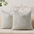 Decorative Couch Throw Pillow Covers 20x20 Set of 2 Cream Gray Striped Soft Wool Pillow Covers Neutral Textured Boho Cushion Covers for Modern Farmhouse Sofa Bedroom Living Room Decor SY012-B20