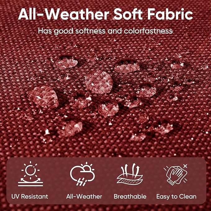 Patio Chair Cushions 5 Packs - Outside 22x24 High Back Water-Resistant Cushion with Zipper Cover for Outdoor Glider Rocking Chairs Loveseat 3-seat Couch Sofa – Red/Buckle
