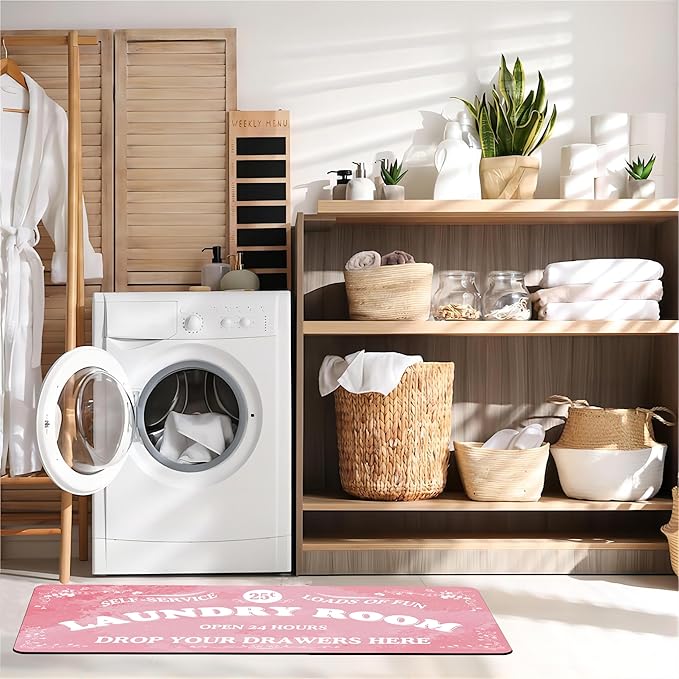 Zoke Laundry Room Rug Runner Stylish Non-Slip Laundry Room Mat 20"x47", Versatile, Waterproof Runner for Laundry, Kitchen, and Bathroom, Mudroom Decor and Farmhouse Charm