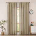 Simplebrand Taupe Semi Sheer Faux Linen Textured Curtains 84 Inches Long 2 Panels, Light Filtering Farmhouse Bedroom Curtains, Farmhouse Rod Pocket Soft Thick Window Drapes for Living Room, 50Wx84L
